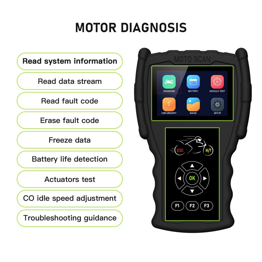 OBD motorfiets diagnosescanner JDiag M100 Pro voor KTM, Honda, Yamaha, Kawasaki en BMW