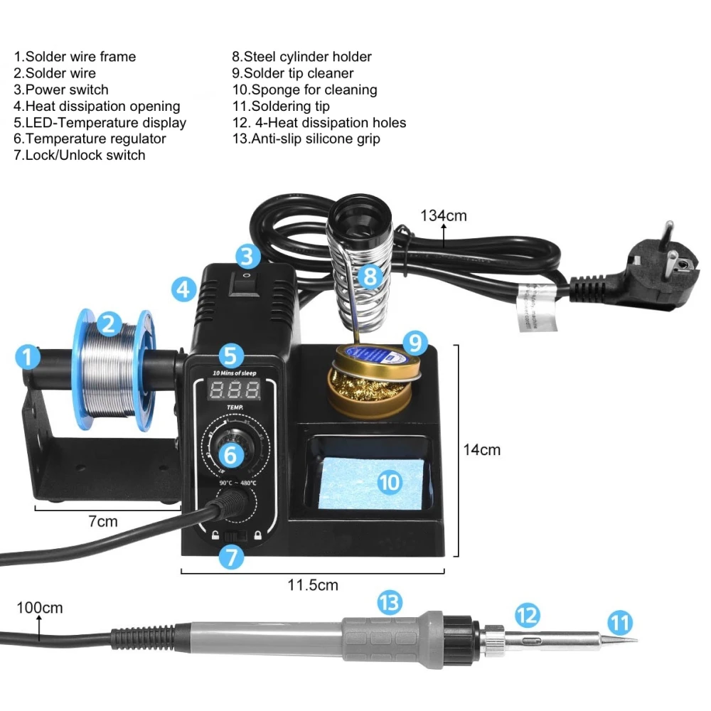 Mlink S1 digitale soldeerstation 60W met LED-display en temperatuurvergrendeling