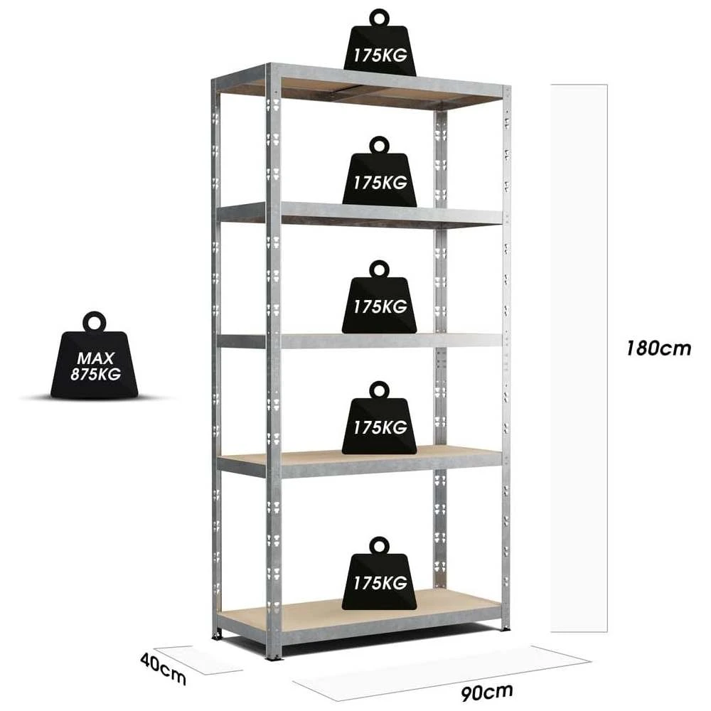 Montaje rápido de estantería metálica 180x90x40 cm sin tornillos