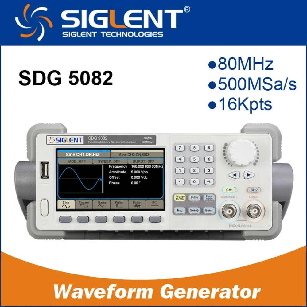 Siglent SDG5082 80MHz functiegenerator met dubbele uitgang en hoge precisie