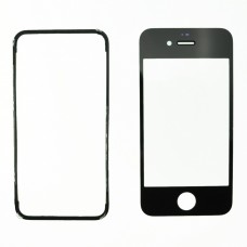Glas Zwart Vervangend Voorkant Buitenkant Scherm Voor Iphone 4s + Kleefringen