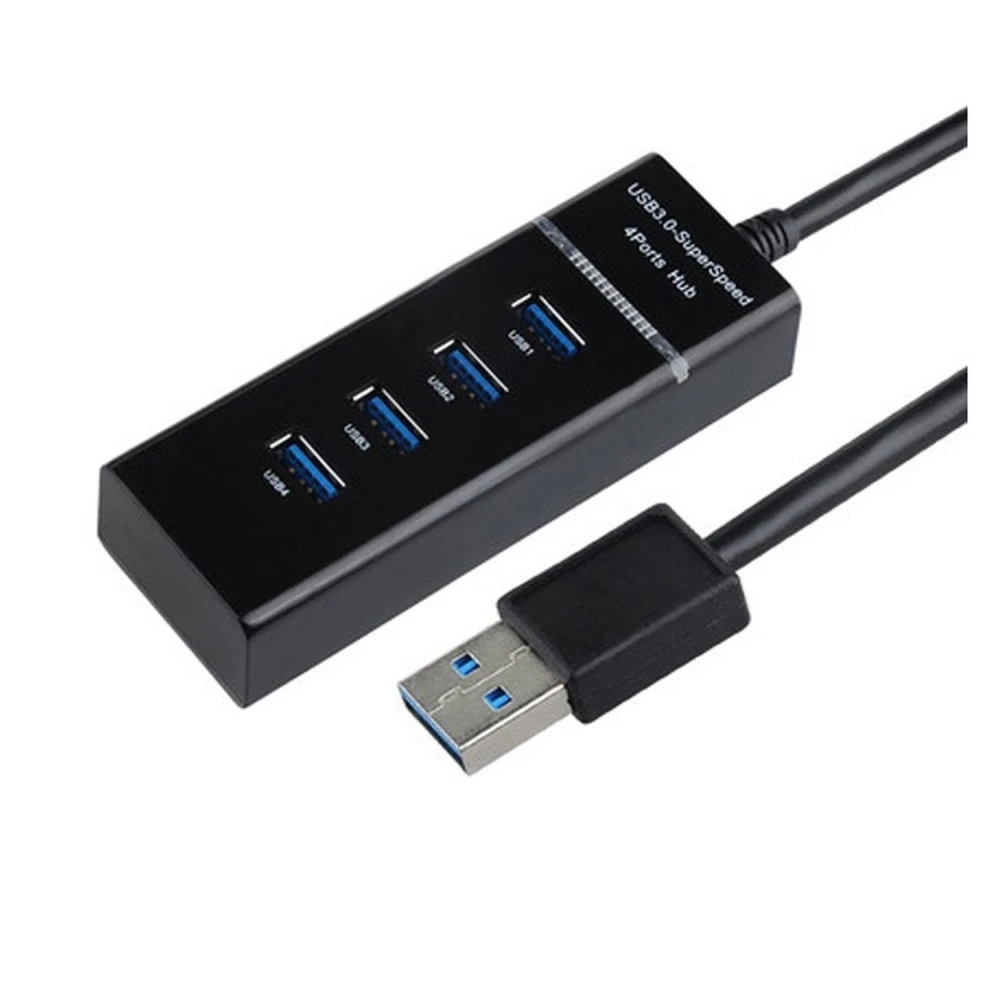 USB 3.0 hub met 4 poorten, schakelaar en hoge snelheid voor pc en Mac