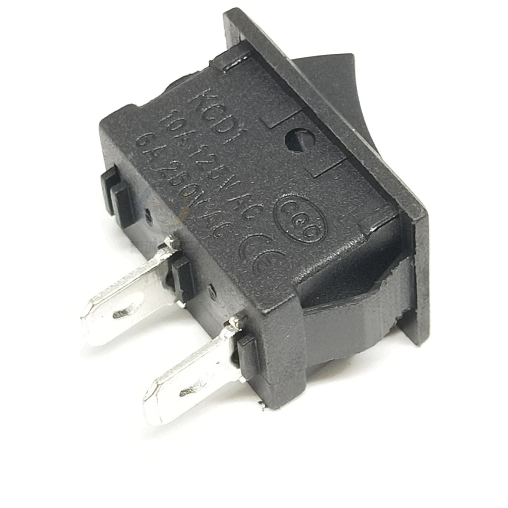 Vista lateral del Interruptor Basculante XL601 Negro con brackets de instalación