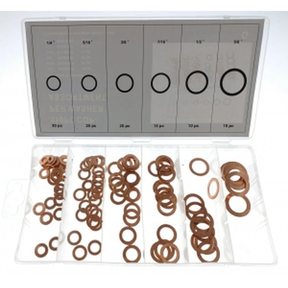 110-delige set koper afdichtringen in meerdere maten voor reparatie en auto