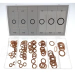 Kit de juntas de cobre surtidas para reparación de coches en caja organizadora