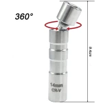 Llaves de vaso flexibles para bujía magnética de 14 mm y 16 mm en color plateado