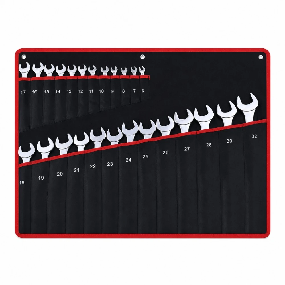 Set van 26 Combinatiesleutels Ring-Steek 6-32mm Cr-V Staal met Koffer