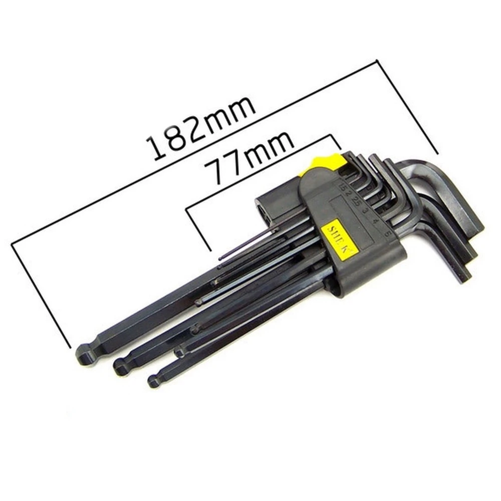 Lange inbussleutelset met kogelkop 9-delig 1,5-10mm