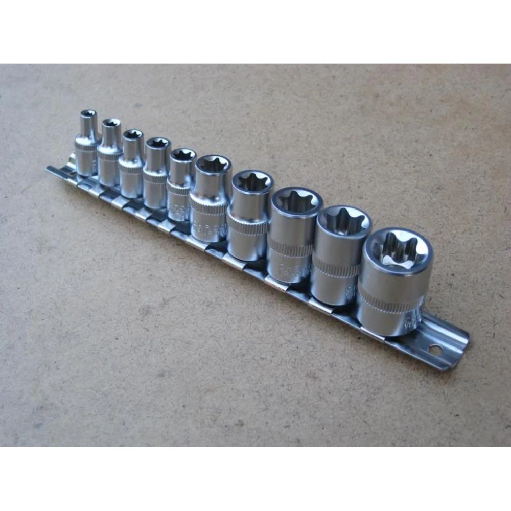 Conectores Torx hembra 1/4 y 3/8 del set TSX TOOL para taller mecánico