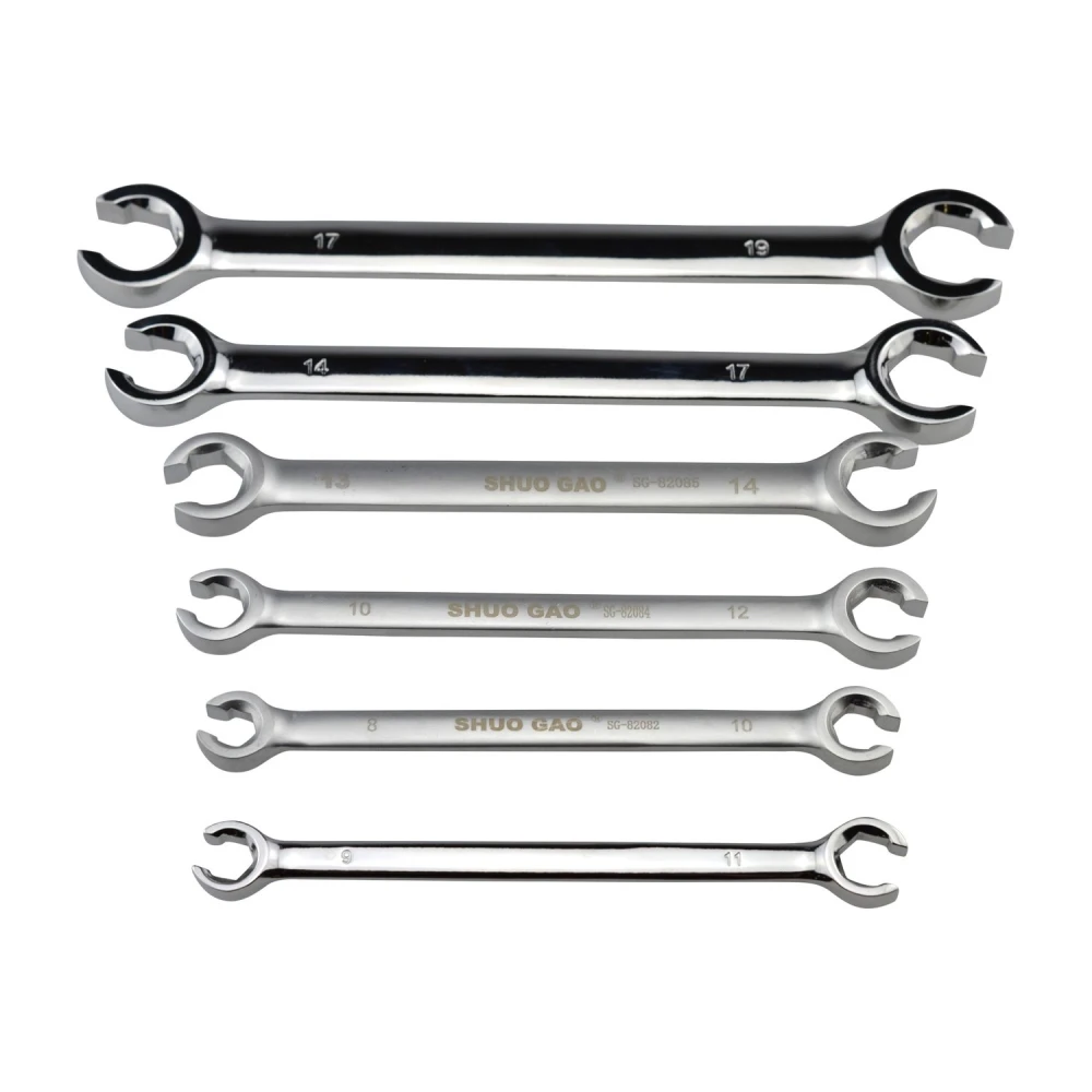 Set 6 piezas llaves inglesas abocinadas 8-19mm acero cromo-vanadio