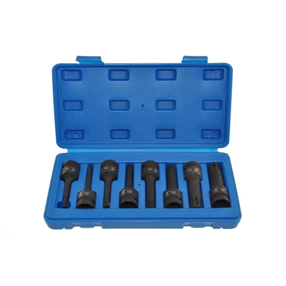 Herramientas de impacto Torx 1/2 pulgadas T30-T80 set 8 piezas