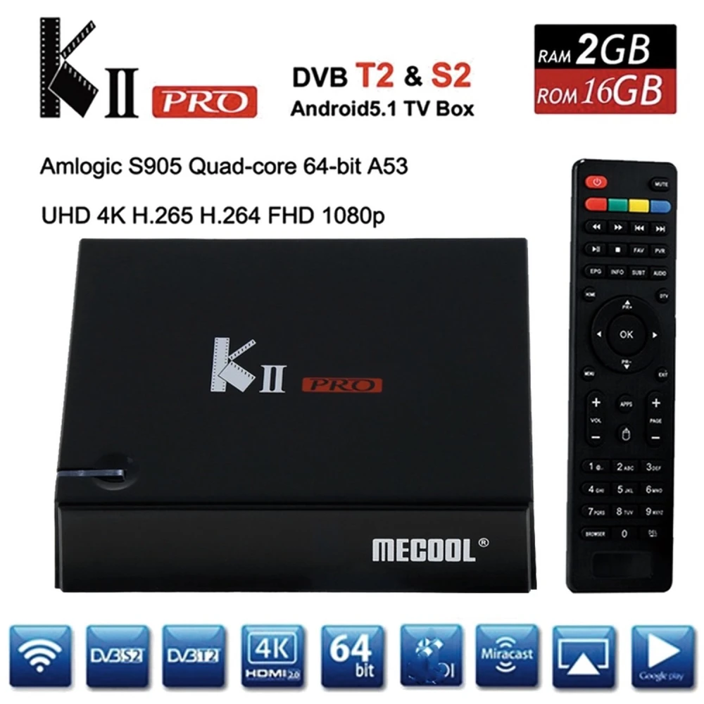 Kii Pro dubbele tuner DVB-S2 DVB-T2 Android TV Box 2GB/16GB 4K