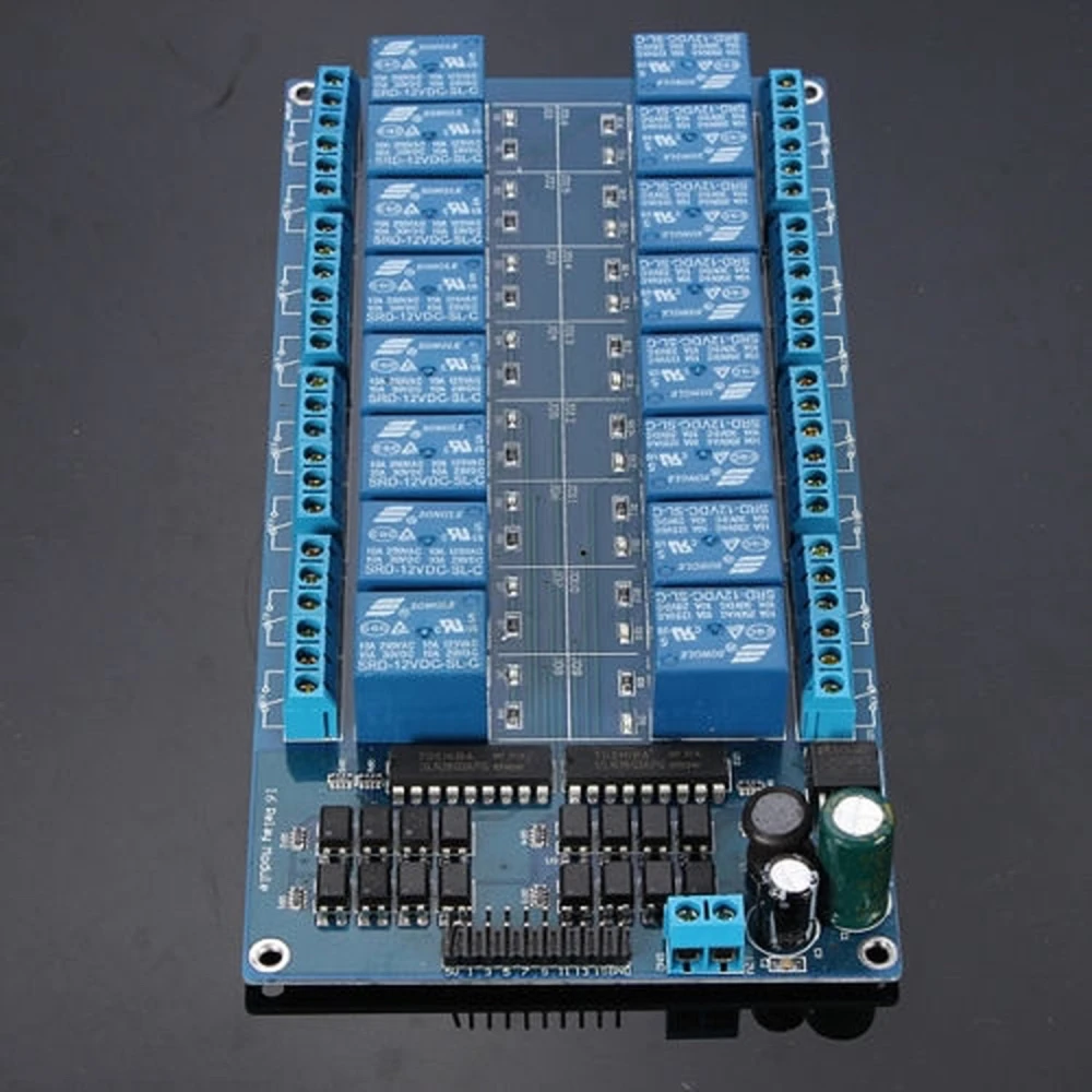 16-kanaals 12V relaismodule voor Arduino - Compatibel satkit