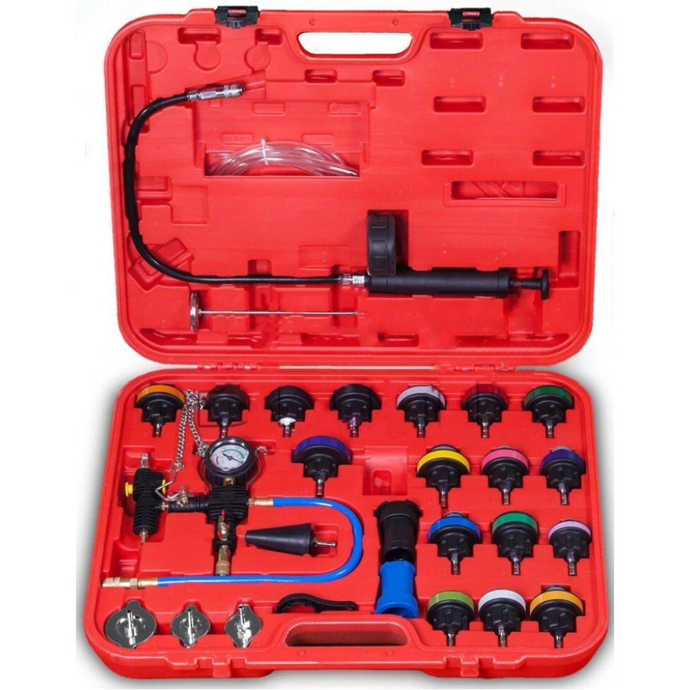 Koelsysteem radiateur tester kit met 26 delen en adapters