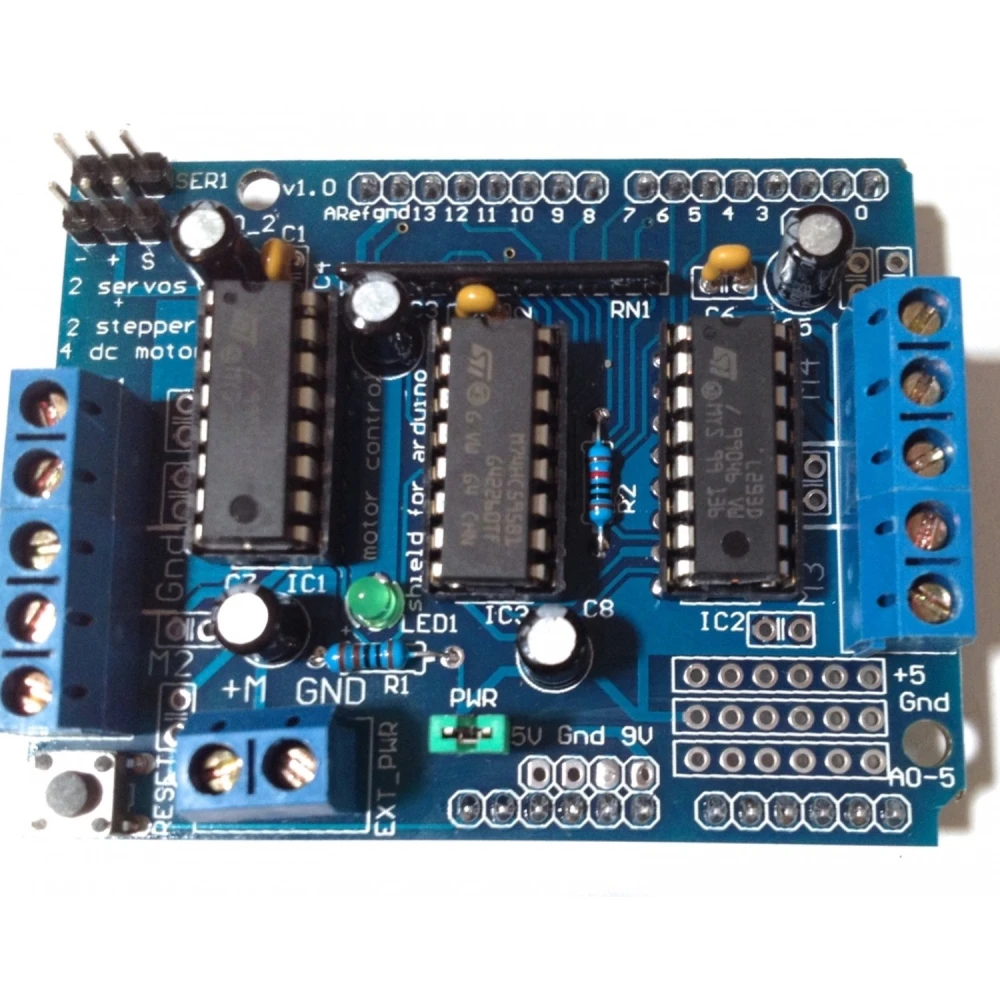 L293D Arduino Shield driver voor DC- en steppermotoren