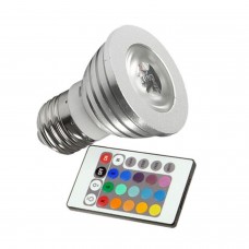 Led RGB-lamp E27 3W met afstandsbediening LED LIGHTS  2.00 euro - satkit