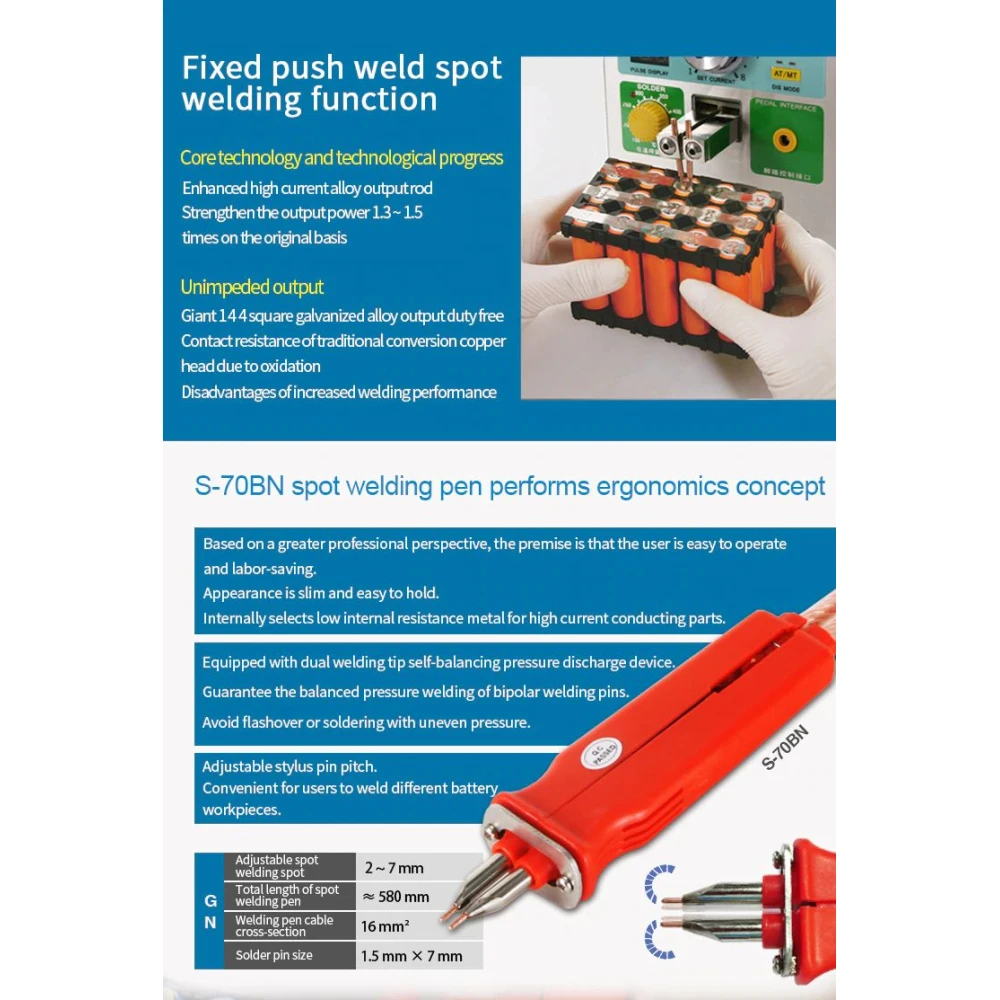 Sunkko 709AD+ puntlasmachine 220V met soldeerbout voor 18650 lithiumaccu