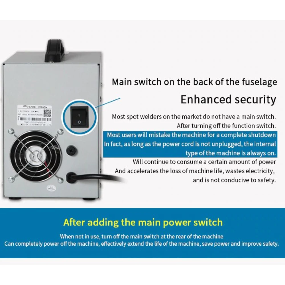 Sunkko 709AD+ puntlasmachine 220V met soldeerbout voor 18650 lithiumaccu