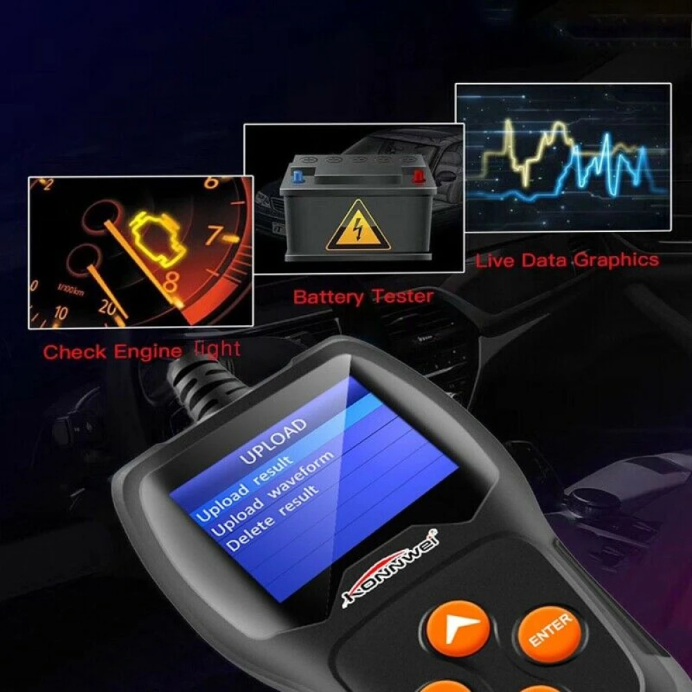 Konnwei KW600 12V batterijtester voor auto en motor