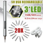 Mini elektrische schroevendraaier draadloos USB oplaadbaar 3 LED multifunctioneel 22-in-1 set