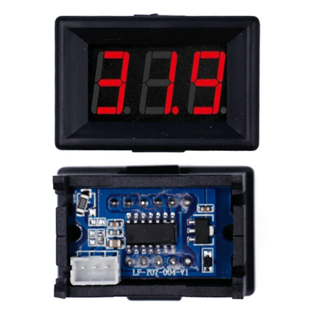 Mini digitale voltmeter 3,5V - 30V met rood LED-indicator voor batterijen, inbouw