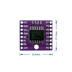 satkit PCF8574T I2C-module voor Arduino - I/O-poortuitbreider
