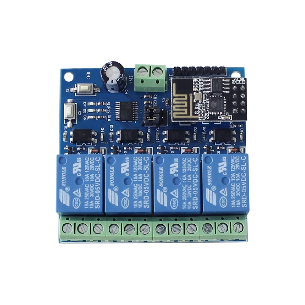 Conexiones y terminales del módulo relé wifi 4 canales ESP8266