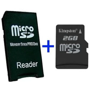 MS Pro Duo-adapter + MicroSD 2GB compatibel met Sony PSP