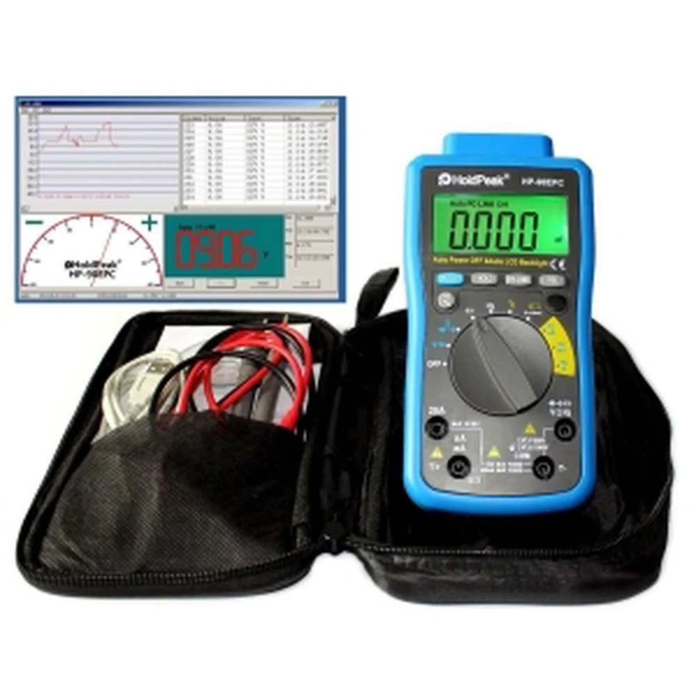 Digitale multimeter HP-90EPC HoldPeak RMS auto range met batterijtest en Min/Max