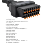 OBD2 vrouwelijke connector verlengkabel 1m voor nauwkeurige autodiagnose
