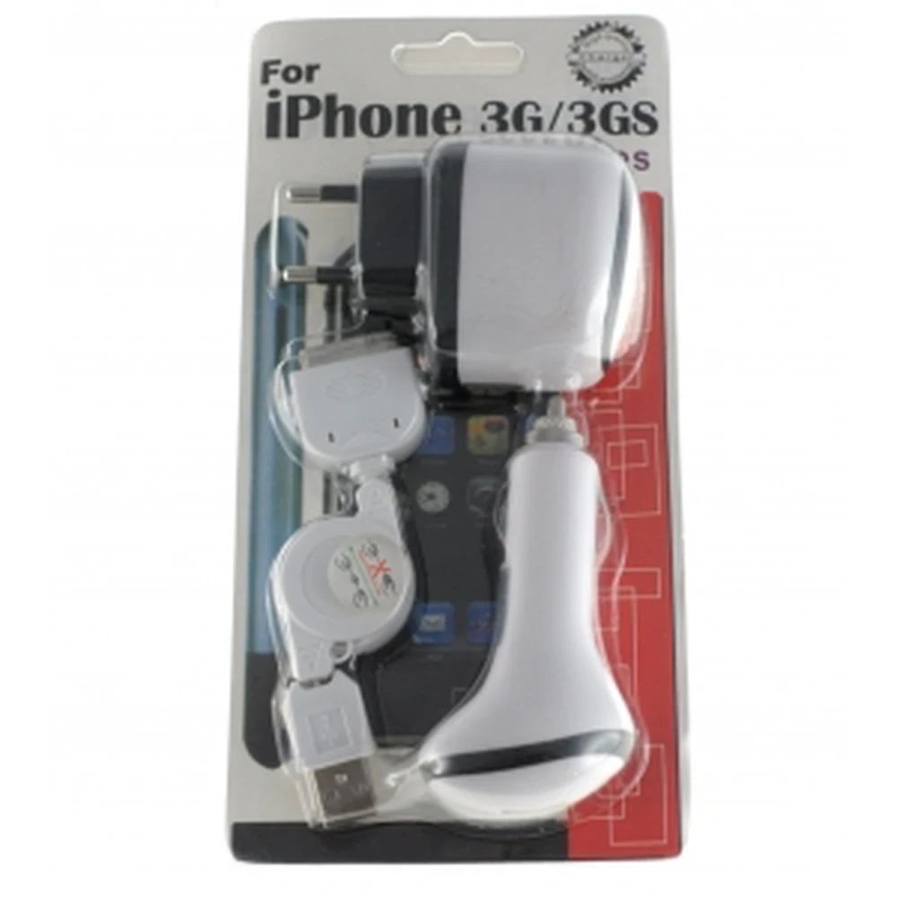 3-in-1 opladerset voor Apple iPod, iTouch, iPhone 3G - auto en wand
