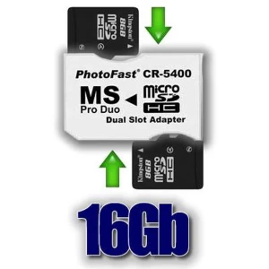 Adapterpack 2xMicroSDHC naar MS Pro Duo 32GB voor PSP en camera