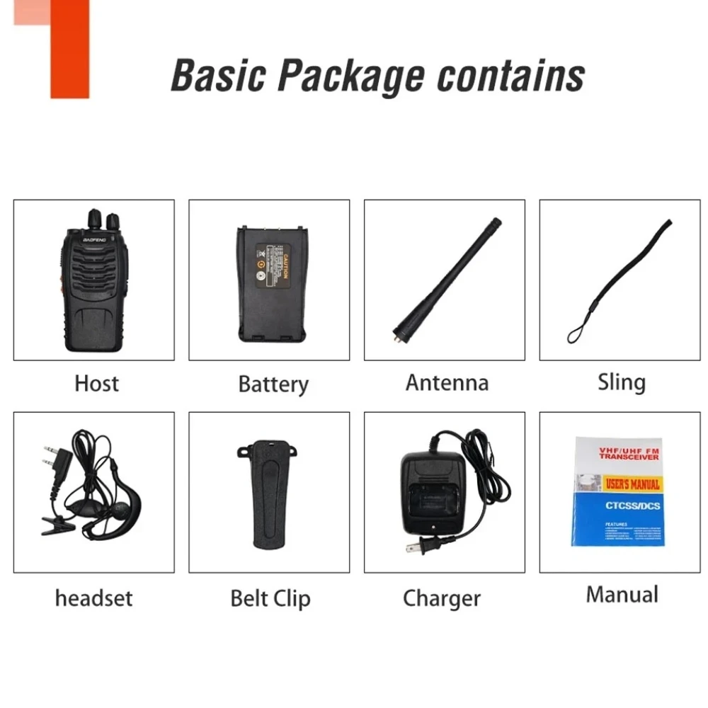 2-pack Baofeng BF-888S dualband UHF 5W walkie talkie met headset