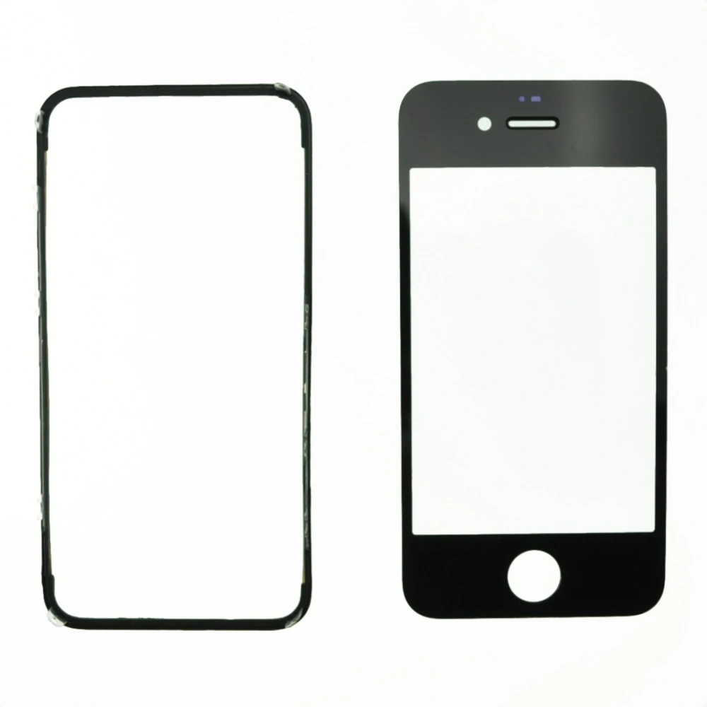 iPhone 4 glazen scherm zwart met plakframe voor reparatie