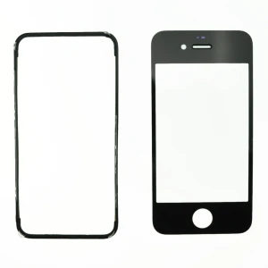 iPhone 4 glazen scherm zwart met plakframe voor reparatie