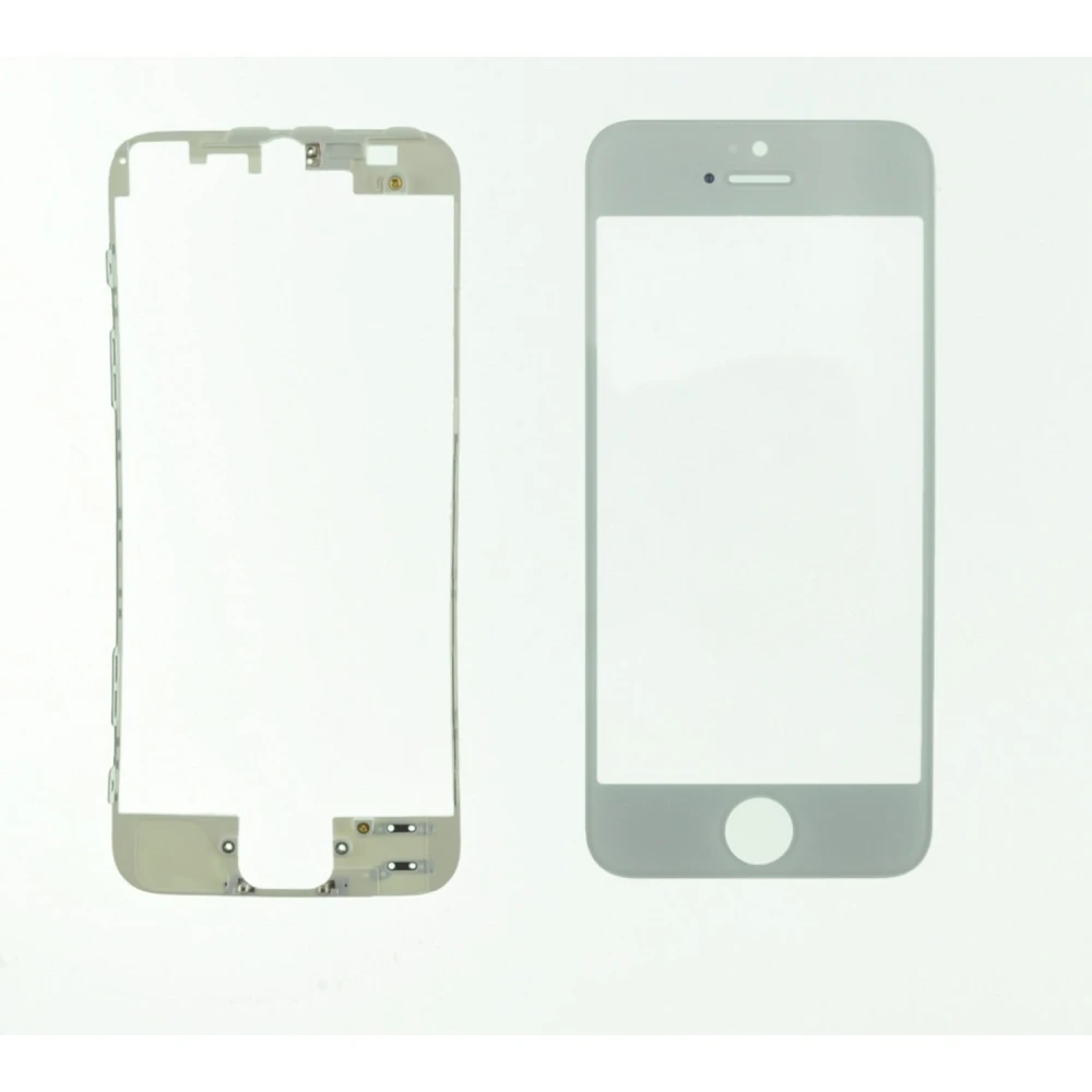 Glazen scherm iPhone 5s wit met kleefframe van satkit