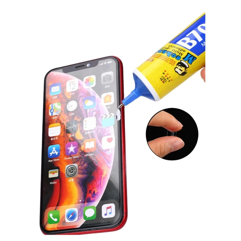 Aplicación del pegamento B7000 110ml en reparación de pantalla de móvil