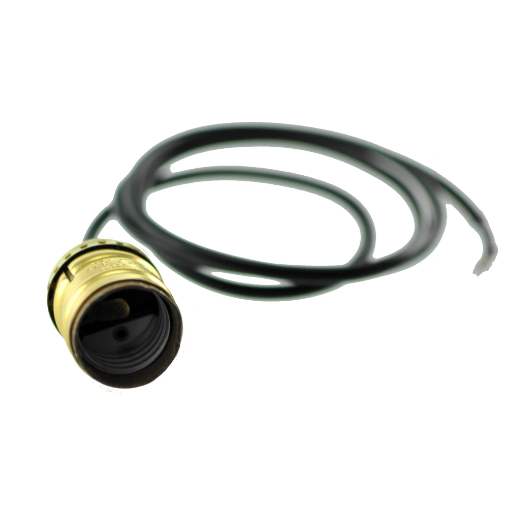 Detalle del porta lámpara industrial vintage Edison E27 con cable y soporte modelo F1