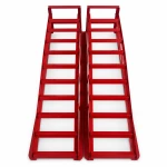 Stalen Oprijplaten voor Auto 2 Ton (4.400 lbs) — Set van 2 Draagbare Servicehellingen voor Olieverversing en Onderhoud, Rood TSX TOOL