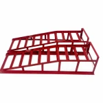 Stalen Oprijplaten voor Auto 2 Ton (4.400 lbs) — Set van 2 Draagbare Servicehellingen voor Olieverversing en Onderhoud, Rood TSX TOOL