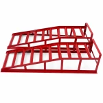 Stalen Oprijplaten voor Auto 2 Ton (4.400 lbs) — Set van 2 Draagbare Servicehellingen voor Olieverversing en Onderhoud, Rood TSX TOOL