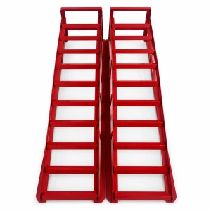 TSX TOOL Stalen Oprijplaten voor Auto 2 Ton (4.400 lbs) — Set van 2 Draagbare Servicehellingen voor Olieverversing en Onderhoud, Rood TSX TOOL