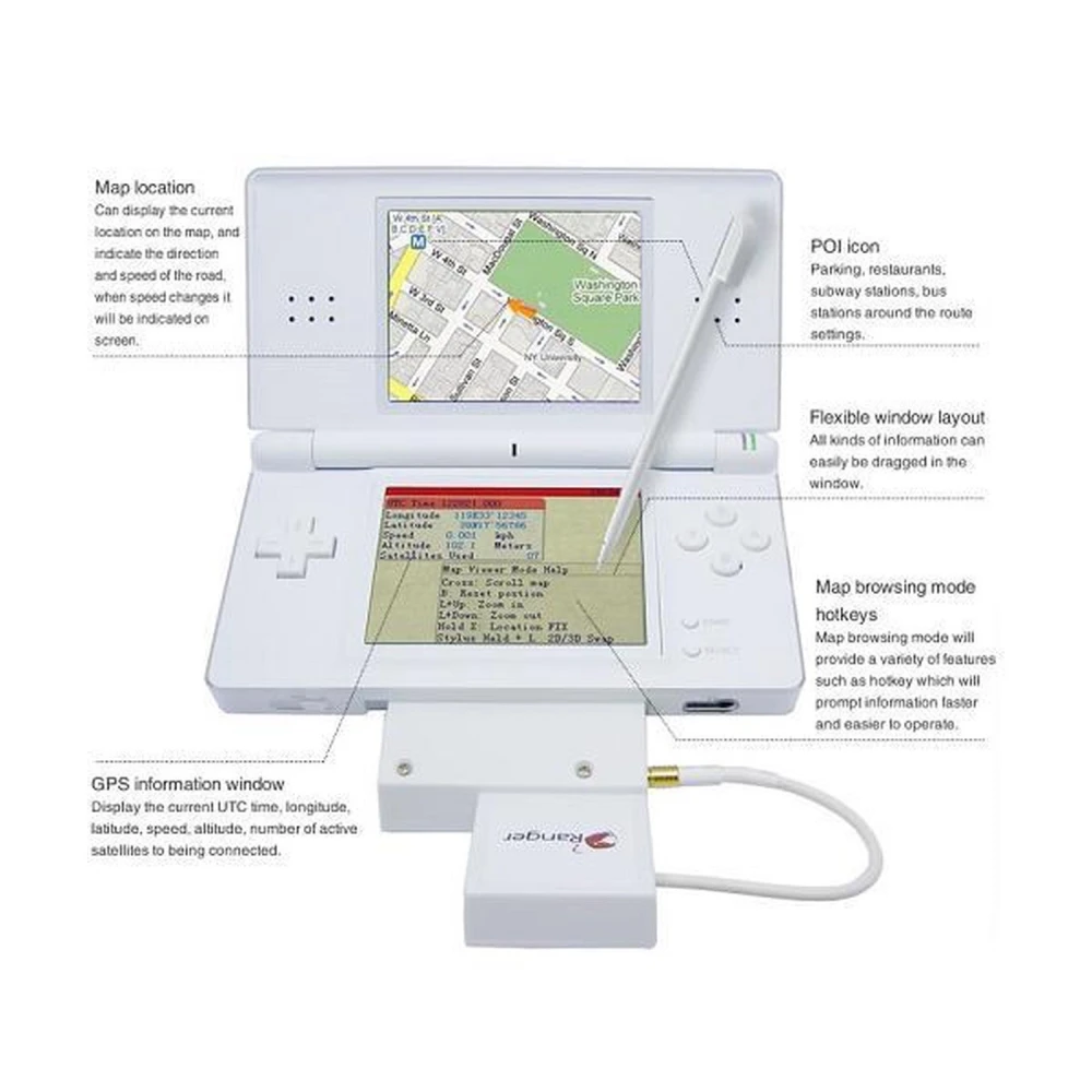 Ranger NDS GPS System voor Nintendo DS Lite