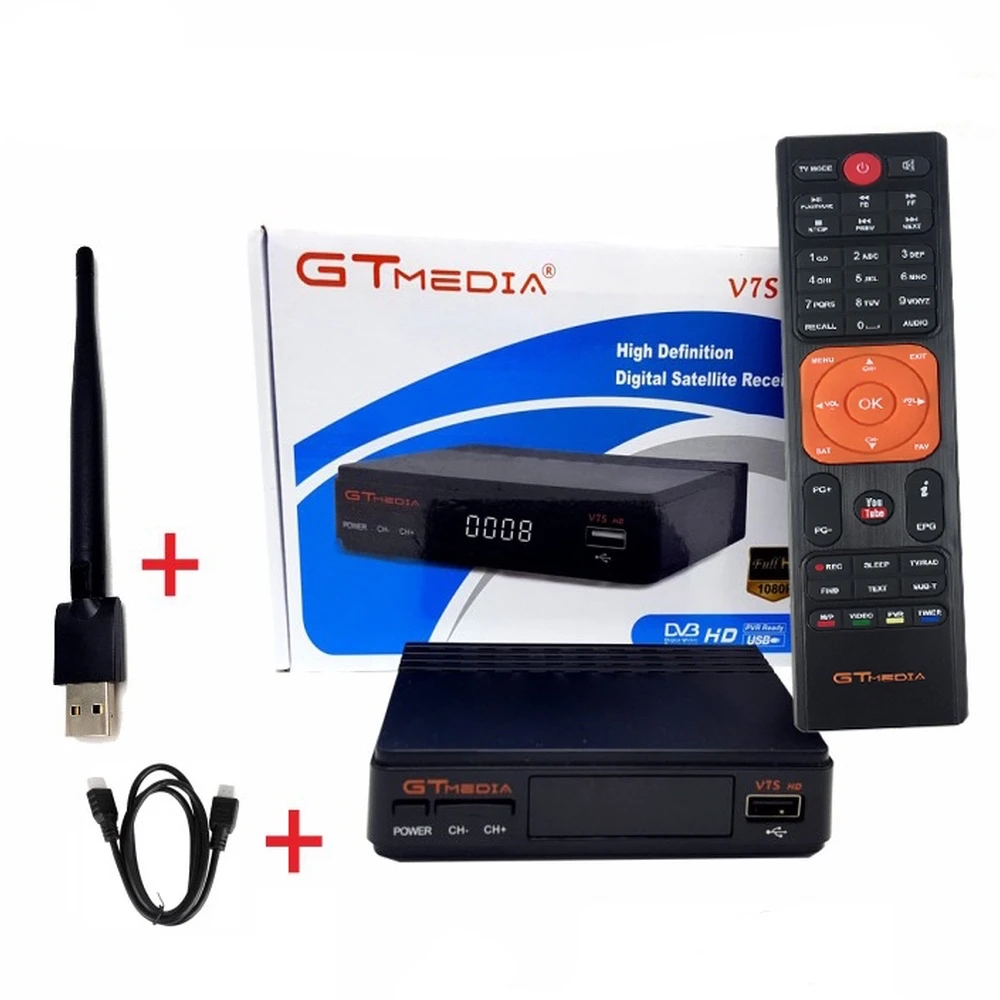 GTMEDIA Freesat V7S HD satellietontvanger met USB WiFi