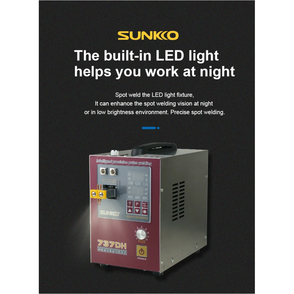 Sunkko 737DH puntlasmachine voor 18650 14500 21700 lithiumbatterijen