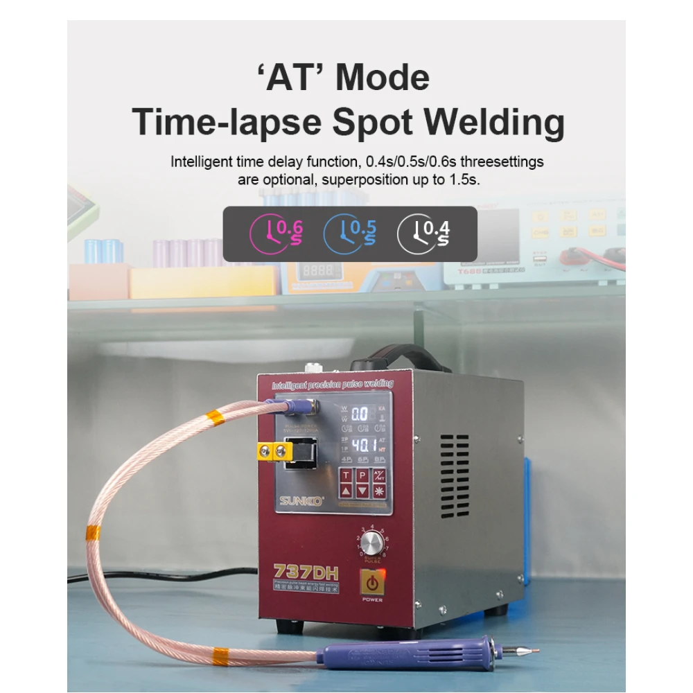 Sunkko 737DH puntlasmachine voor 18650 14500 21700 lithiumbatterijen