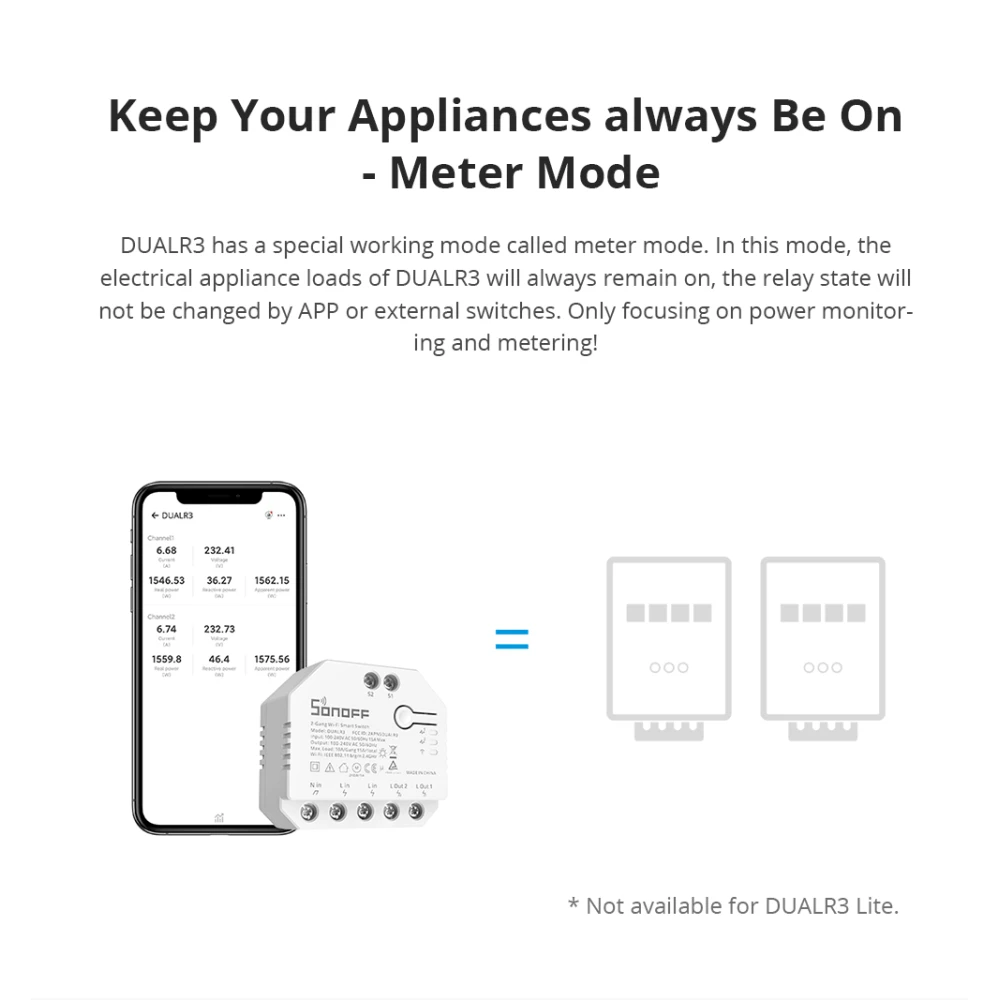 SONOFF DUAL R3 slimme dubbele schakelaar met vermogensmeting en domotica