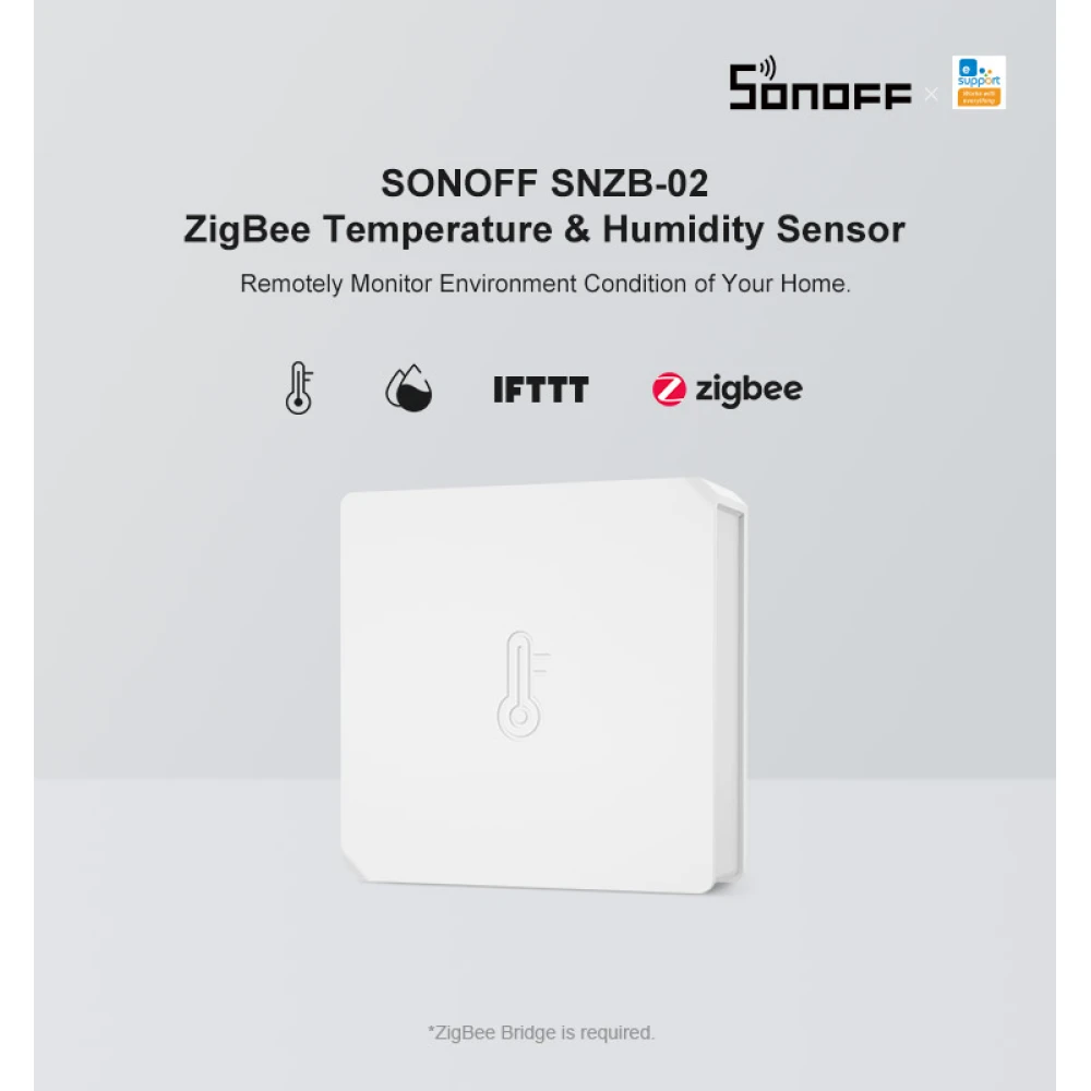 SONOFF SNZB-02 sensor de temperatura y humedad ZigBee con batería incluida