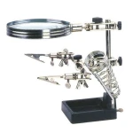 Soldeerhulp met loep voor elektronica en soldeerboutsteun