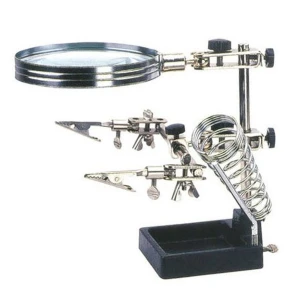 Soldeerhulp met loep voor elektronica en soldeerboutsteun